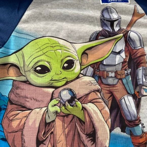 Boys Star Wars Pajamas 6 Mandalorian Short Sleeve Shirt, Shorts & Pants Summer - Picture 3 of 7